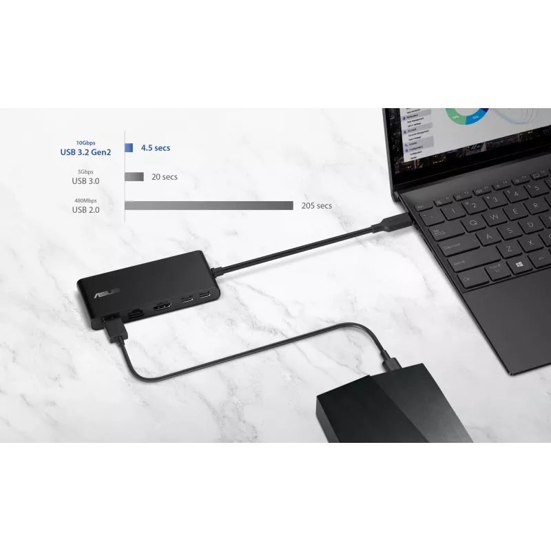 ASUS Dual 4K USB-C Dock DC201 Con cable USB 3.2 Gen 2 (3.1 Gen 2) Type-C Negro