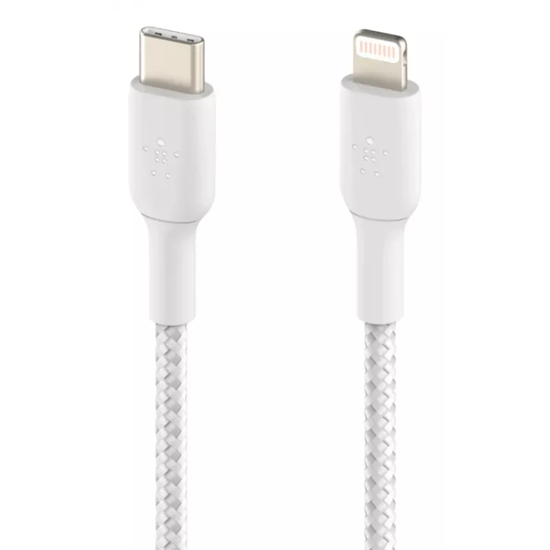 Cable BELKIN Lightning a USB-C Trenzado 1m Blanco