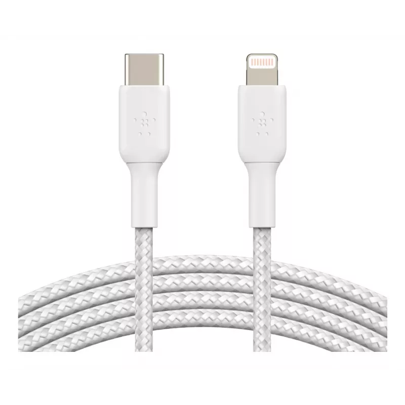Cable BELKIN Lightning a USB-C Trenzado 1m Blanco