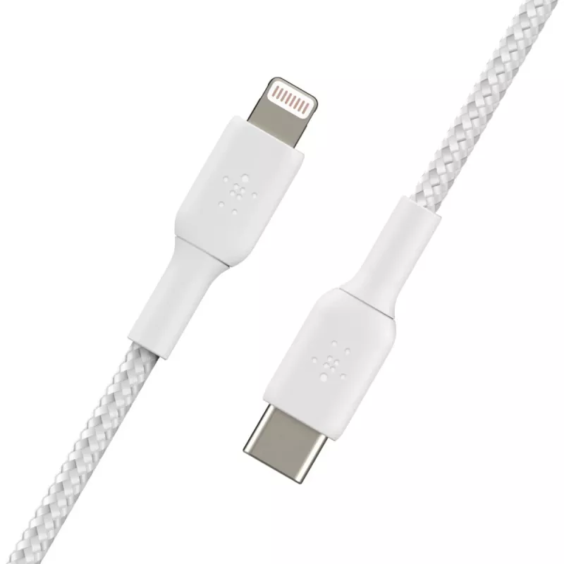 Cable BELKIN Lightning a USB-C Trenzado 1m Blanco