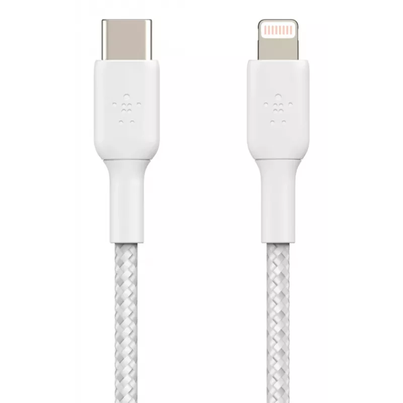 Cable BELKIN Lightning a USB-C Trenzado 1m Blanco