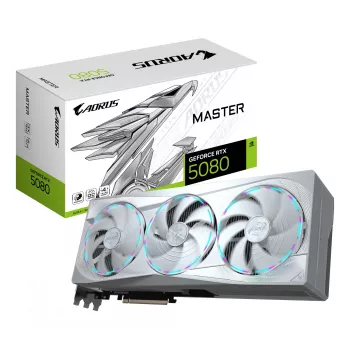 Tarjeta gráfica GIGABYTE AORUS GeForce RTX 5080 MASTER ICE 16G — 16GB GDDR7, 256 bits, PCIe 5.0, 2805 MHz