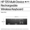 HP 725 Teclado inalámbrico recargable multidispositivo, formato completo (100%), inalámbrico, RF Wireless + Bluetooth, Negro