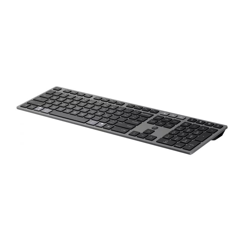 HP 725 Teclado inalámbrico recargable multidispositivo, formato completo (100%), inalámbrico, RF Wireless + Bluetooth, Negro