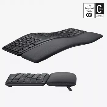 LOGITECH Ergo K860 - Teclado inalámbrico dividido Grafito Qwerty US/International