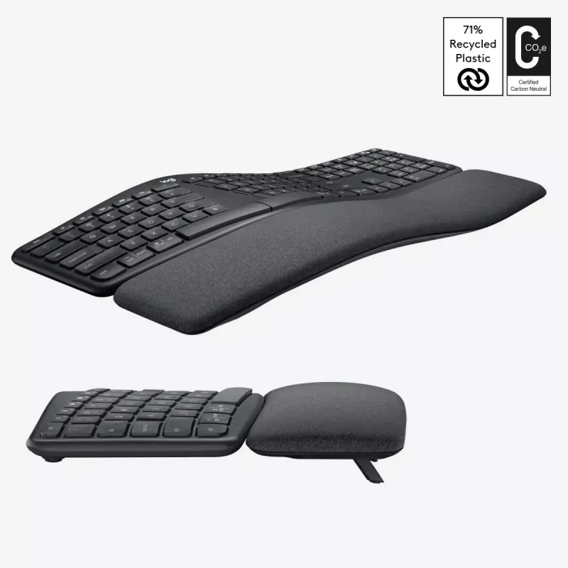 LOGITECH Ergo K860 - Teclado inalámbrico dividido Grafito Qwerty US/International