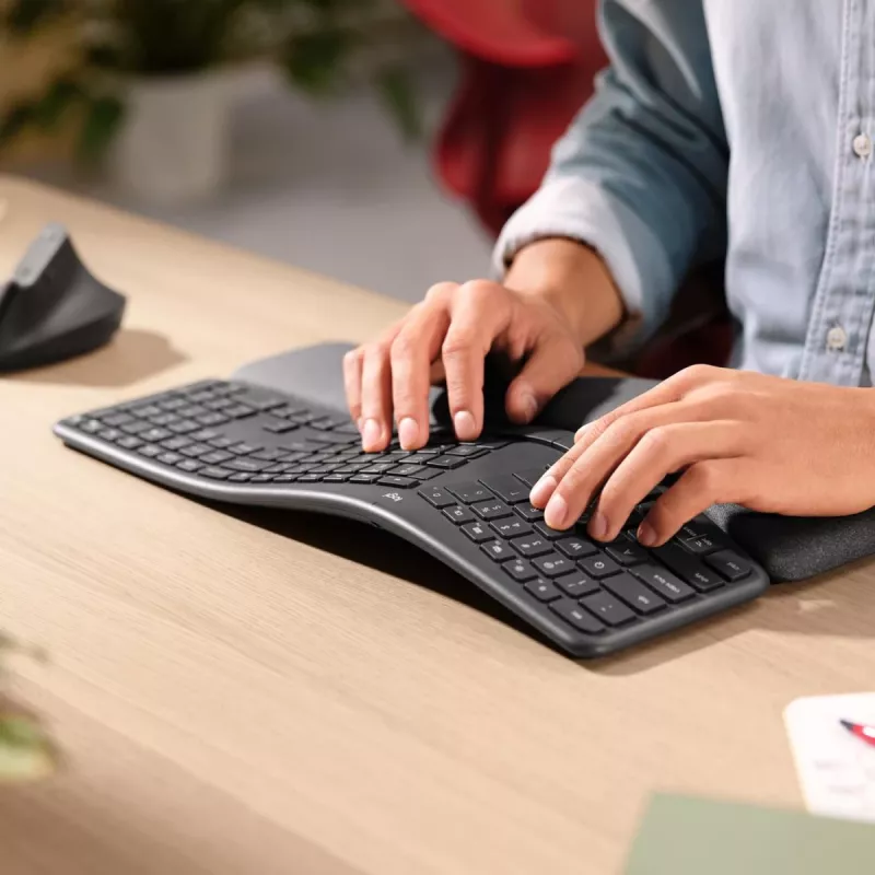 LOGITECH Ergo K860 - Teclado inalámbrico dividido Grafito Qwerty US/International