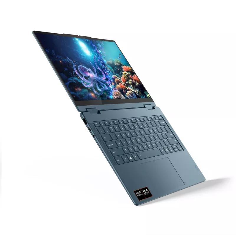 Lenovo Yoga 7 2-in-1 14AKP10 Copilot+ PC AMD Ryzen™ AI 5 340 Híbrido (2 en 1) 35,6 cm (14 inch) Táctil WUXGA 16 GB LPDDR5x-SDRAM 512 GB SSD Wi-Fi 7 (802.11be) Windows 11 Home Alemán Teal