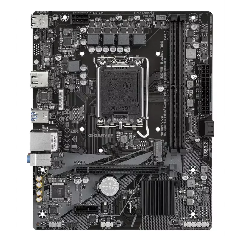 GIGABYTE H610M K V2 Placa base - Intel Core 14ª gen, hasta 5600MHz DDR5, 1xPCIe 3.0 M.2, 1GbE LAN, USB 3.2 Gen 1