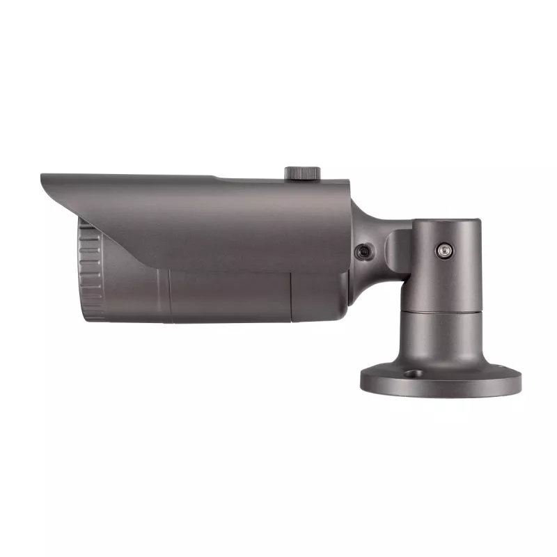 Cámara IP tipo bullet Hanwha QNO-7012R, 4 MP, para exterior, PoE, IR, IP66, IK10, gris