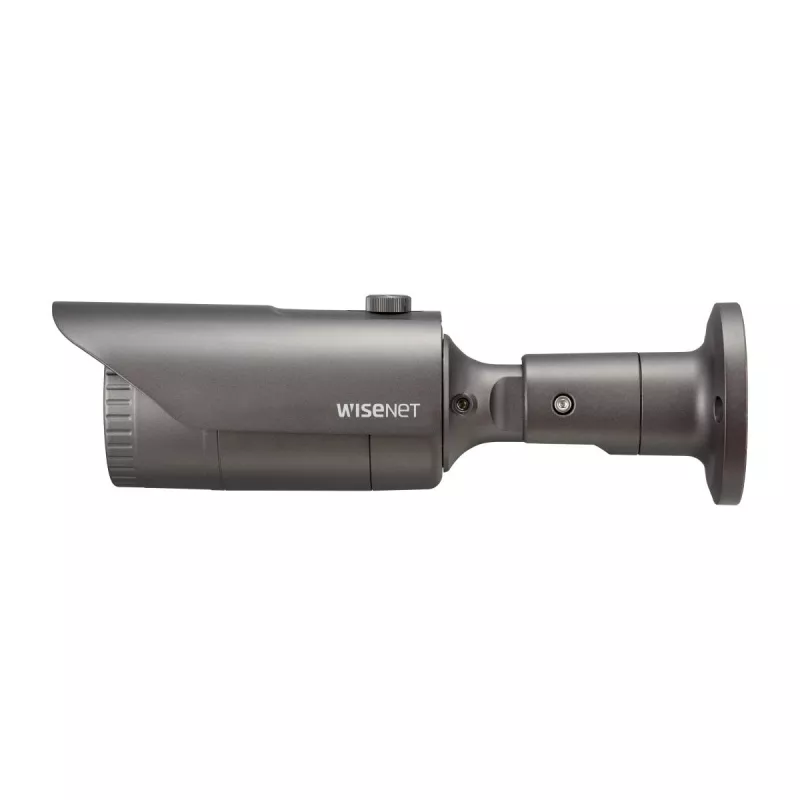 Cámara IP tipo bullet Hanwha QNO-7012R, 4 MP, para exterior, PoE, IR, IP66, IK10, gris