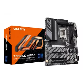 GIGABYTE Z890 UD WIFI6E Placa base - Compatible con Intel Core Ultra (Serie 2), 12+1+2 fases VRM, hasta 8800 MHz DDR5 (OC), 1xPCIe 5.0 + 2xPCIe 4.0, Wi-Fi 6E, 2,5 GbE LAN, USB 4