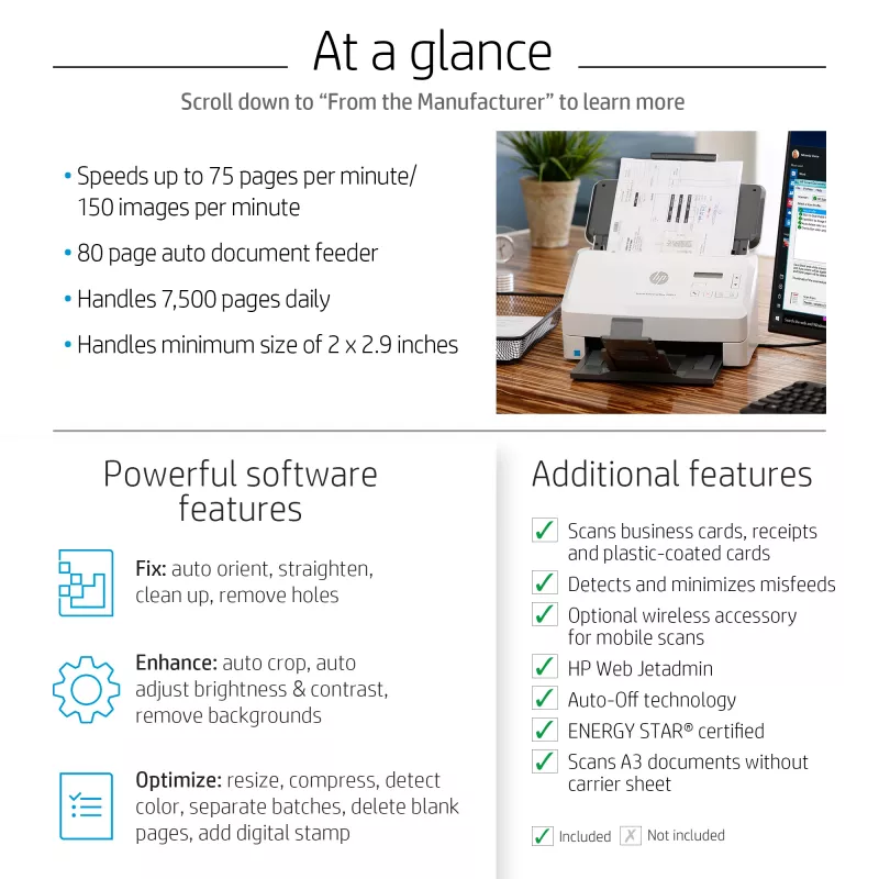 HP Scanjet Enterprise Flow 7000 s3 Escáner de alimentación por hojas 600 x 600 DPI A4 Blanco