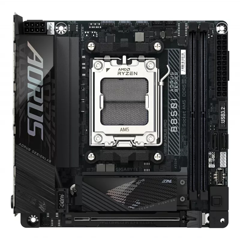 GIGABYTE B850I AORUS PRO Placa base - CPUs AMD Ryzen 9000 Series, VRM digital de 8+2+1 fases, hasta 8400MHz DDR5 (OC), 1xPCIe 5.0 + 1xPCIe 4.0 M.2, 2.5LAN, WIFI 7, USB 3.2 Gen 2