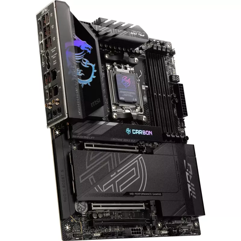 Placa base MSI MPG X870E CARBON WIFI — AMD X870E, Socket AM5, ATX, DDR5 hasta 256 GB, Wi‑Fi 7