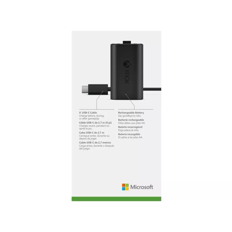 Microsoft Xbox Play & Charge Kit (SXW-00002) batería recargable con cable USB-C, negro