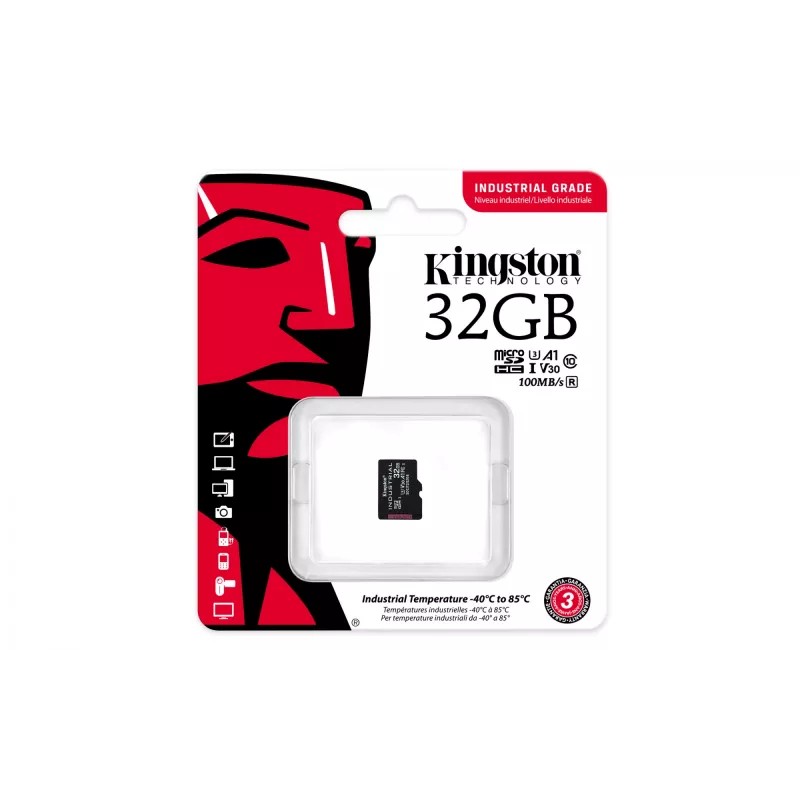 Kingston Technology 32GB microSDHC Industrial C10 A1 pSLC tarjeta pack individual sin adaptador