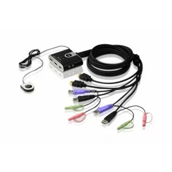 ATEN conmutador KVM USB HDMI de 2 puertos con audio, 1920 x 1200 píxeles, WUXGA, 0,72 W, negro