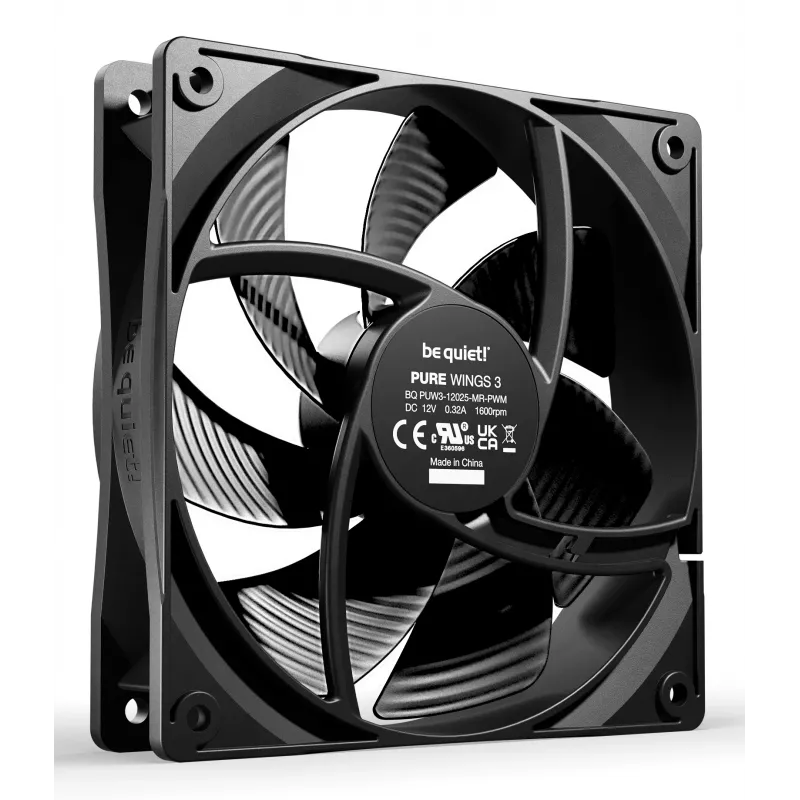 Ventilador para caja de ordenador be quiet! Pure Wings 3 120 mm PWM 1600 RPM 84,8 m³/h 1,45 mmH2O rifle bearing negro pack de 3