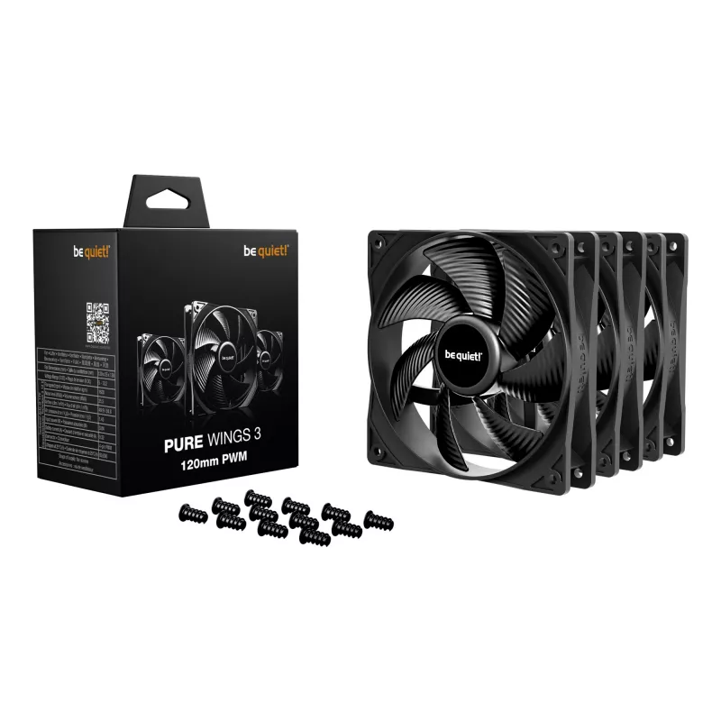 Ventilador para caja de ordenador be quiet! Pure Wings 3 120 mm PWM 1600 RPM 84,8 m³/h 1,45 mmH2O rifle bearing negro pack de 3