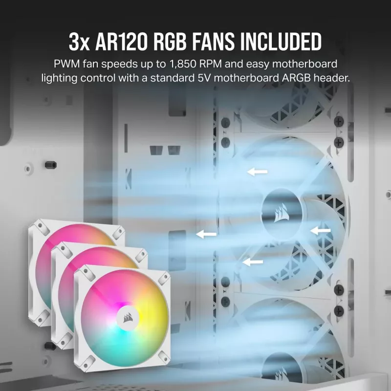 CORSAIR caja de PC semitorre - 3000d RGB Airflow - blanco
