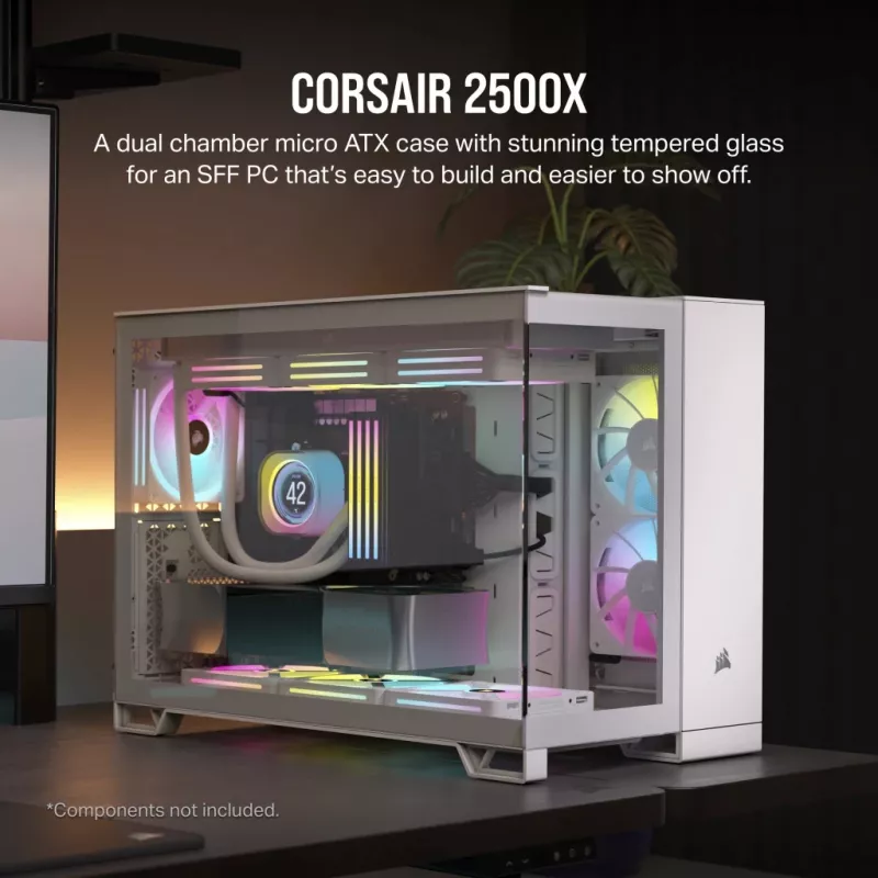 CORSAIR Caja de PC – 2500X Mid-Tower Dual Chamber Caja de PC – Blanco