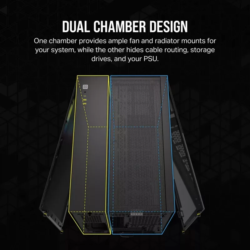 CORSAIR Caja de PC - Icue Link 2500x RGB Micro ATX Dual Chamber Negro
