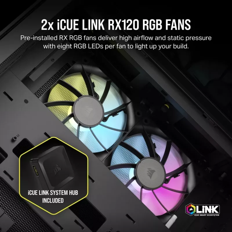 CORSAIR Caja de PC - Icue Link 2500x RGB Micro ATX Dual Chamber Negro