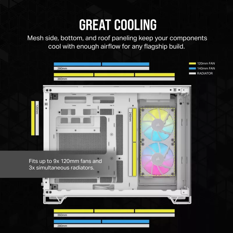 CORSAIR Caja de PC – iCUE LINK 2500X RGB Micro-ATX Dual-Chamber Blanco