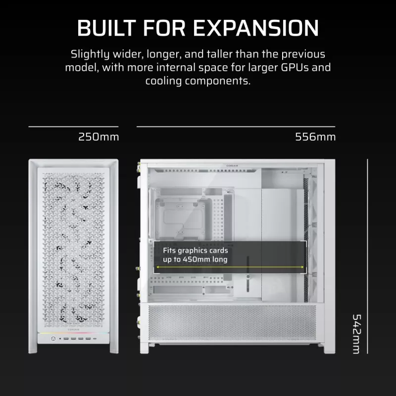 CORSAIR Caja de PC - Frame 5000D RS High-Airflow Mid-Tower Caja de PC - Blanco