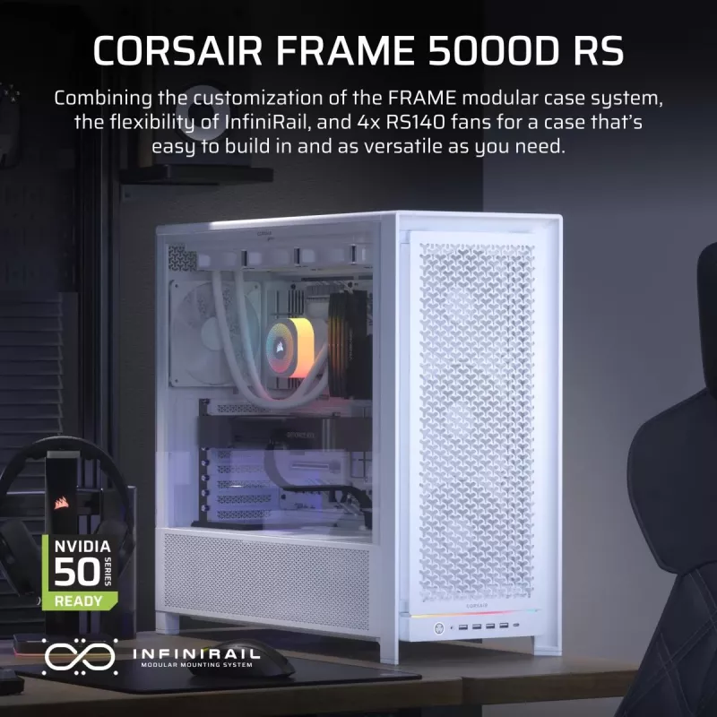 CORSAIR Caja de PC - Frame 5000D RS High-Airflow Mid-Tower Caja de PC - Blanco