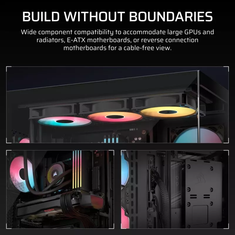 Caja de PC Midi-Tower CORSAIR 3500X RS-R ARGB — Negro, cristal templado, compatible con ATX/EATX/Micro-ITX, 3 ventiladores frontales de 120 mm
