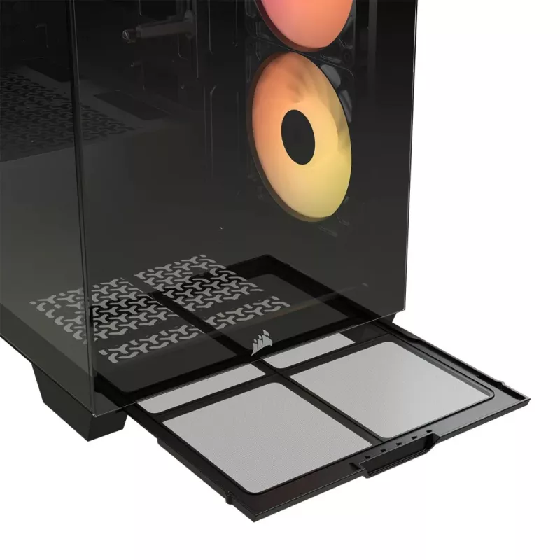 Caja de PC Midi-Tower CORSAIR 3500X RS-R ARGB — Negro, cristal templado, compatible con ATX/EATX/Micro-ITX, 3 ventiladores frontales de 120 mm