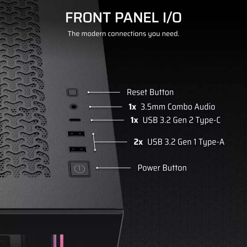 Caja de PC Midi-Tower CORSAIR 3500X RS-R ARGB — Negro, cristal templado, compatible con ATX/EATX/Micro-ITX, 3 ventiladores frontales de 120 mm