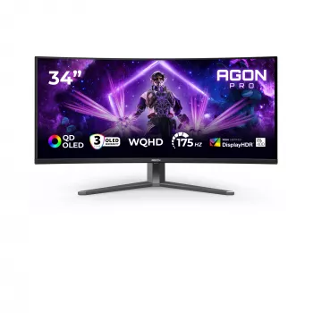 Monitor de ordenador AOC AGON PRO AG346UCD 86,4 cm (34 pulgadas) 3440 x 1440 píxeles Wide Quad HD QD-OLED Negro, Gris