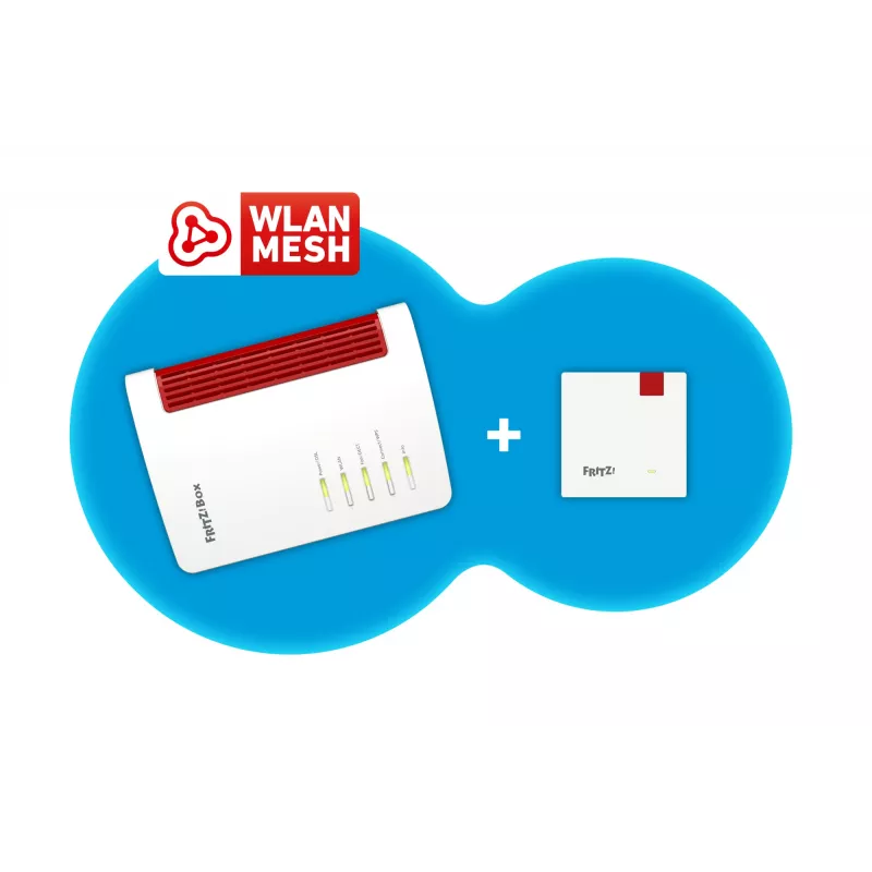 Mesh Set 7530 AX + 1200 AX Dualband (2,4 GHz / 5 GHz) Wi-Fi 6 (802.11ax) rojo, blanco 4 3G interno