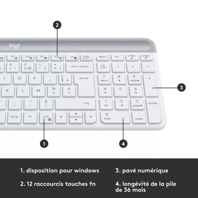 Teclado y ratón inalámbricos finos LOGITECH Combo Mk470 - Offwhite - Azerty Francés