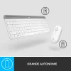 Teclado y ratón inalámbricos finos LOGITECH Combo Mk470 - Offwhite - Azerty Francés