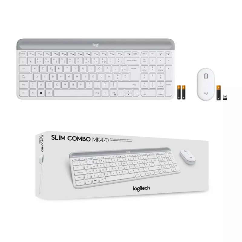 Teclado y ratón inalámbricos finos LOGITECH Combo Mk470 - Offwhite - Azerty Francés