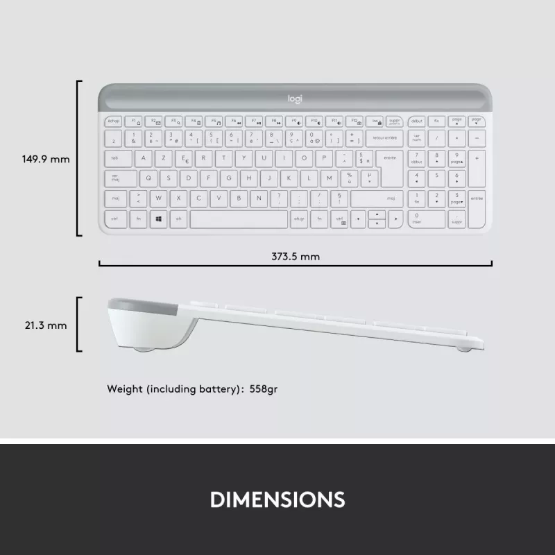 Teclado y ratón inalámbricos finos LOGITECH Combo Mk470 - Offwhite - Azerty Francés
