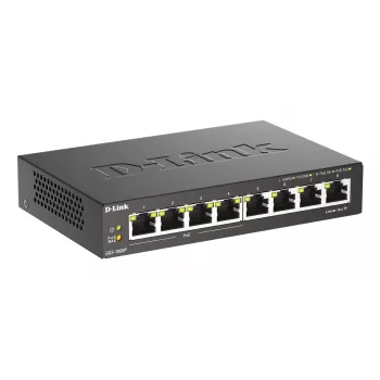 Switch no gestionado D-Link DGS-1008P/E, L2, 8 puertos, PoE