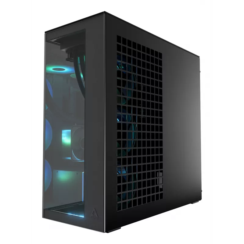 ARCTIC Xtender VG (Mirror Black) Caja de PC E-ATX premium con soporte vertical para GPU