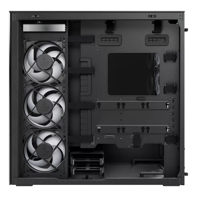 ARCTIC Xtender VG (Mirror Black) Caja de PC E-ATX premium con soporte vertical para GPU