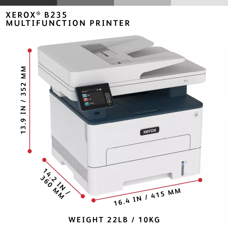 Xerox B235 A4 34ppm Wireless Dúplex Copiar/Imprimir/Escanear/Fax PS3 PCL5e/6 ADF 2 bandejas total 251 hojas