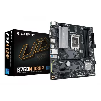 GIGABYTE B760M D3HP Placa base - CPU Intel Core 14ª Gen, VRM de 4+1+1 fases, hasta 5600MHz DDR5, 2xPCIe 4.0 M.2, GbE LAN, USB 3.2 Gen 1