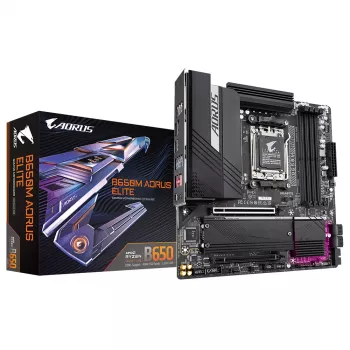GIGABYTE B650M AORUS ELITE Placa base - CPU AMD Ryzen 9000, VRM de 12+2+2 fases, hasta 8000MHz DDR5, 1xPCIe 5.0 + 1xPCIe 4.0 M.2, 2.5GbE LAN, USB 3.2 Gen 2x2