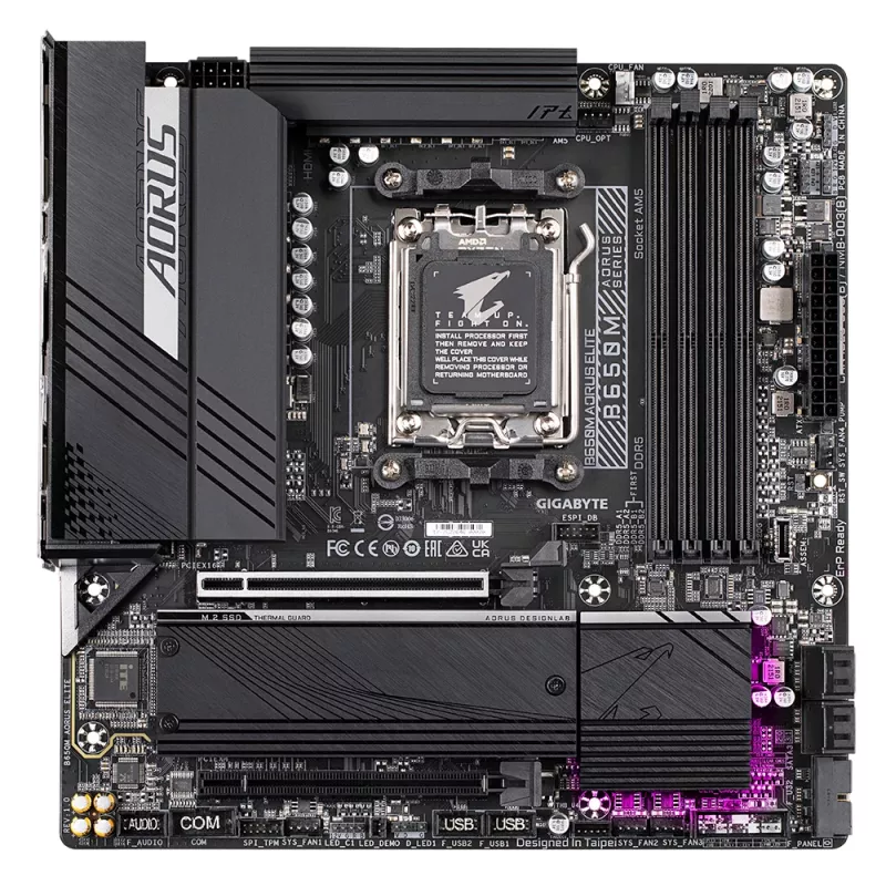 GIGABYTE B650M AORUS ELITE Placa base - CPU AMD Ryzen 9000, VRM de 12+2+2 fases, hasta 8000MHz DDR5, 1xPCIe 5.0 + 1xPCIe 4.0 M.2, 2.5GbE LAN, USB 3.2 Gen 2x2