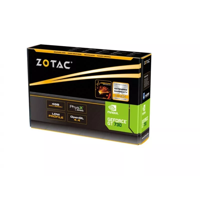 ZOTAC Tarjeta gráfica Force 4GB GT730 PCIe 2.0 x16 DVI/HDMI/VGA 902 MHz 2560x1600