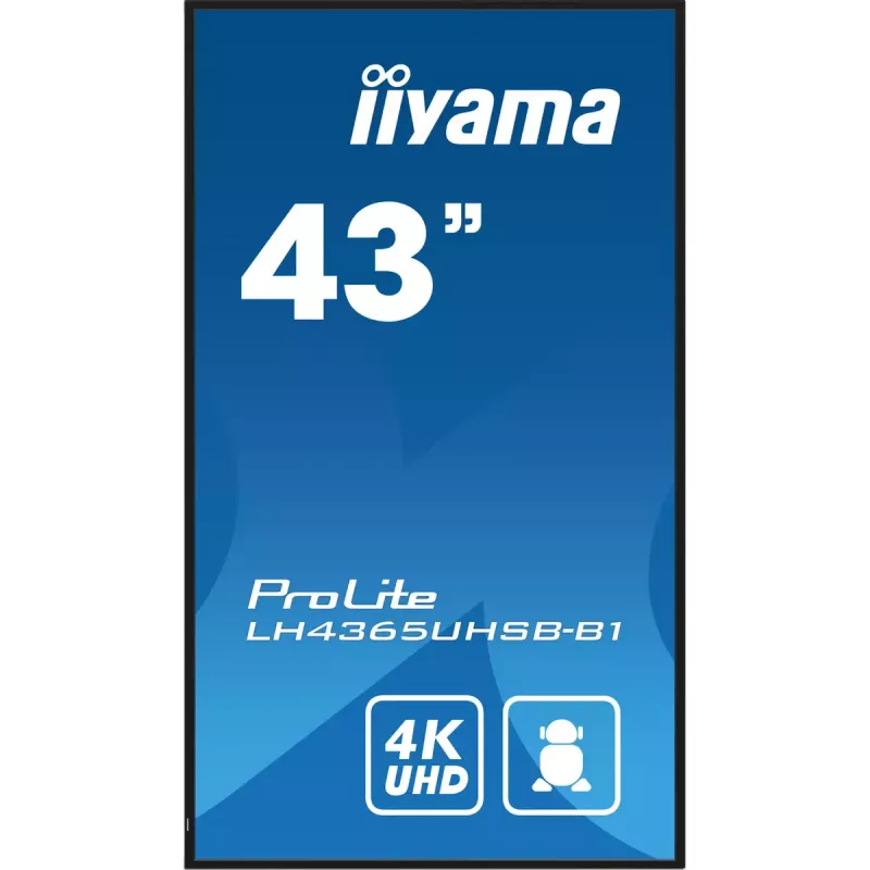 iiyama LH4365UHSB-B1 Pantalla de señalización Diseño kiosco 108 cm (42,5 inch) LED Wi-Fi 800 cd/m² 4K Ultra HD Negro Procesador integrado Android 11 24/7
