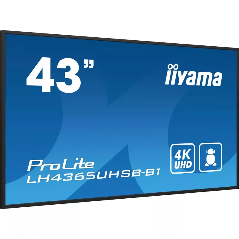 iiyama LH4365UHSB-B1 Pantalla de señalización Diseño kiosco 108 cm (42,5 inch) LED Wi-Fi 800 cd/m² 4K Ultra HD Negro Procesador integrado Android 11 24/7